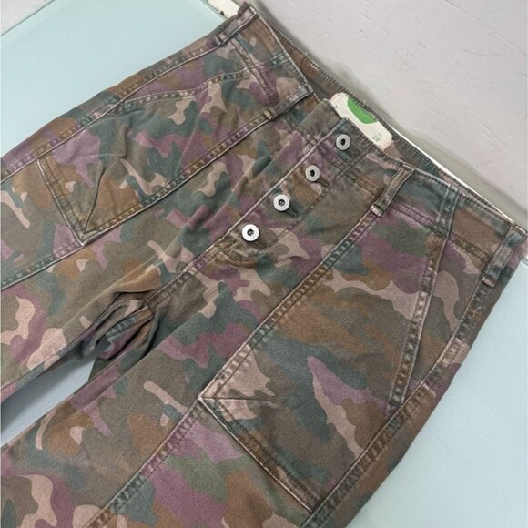 Anthropologie Camo Pants Women's Size 28 30X28 Jefferson Slim Utility Button Fly - Picture 10 of 10